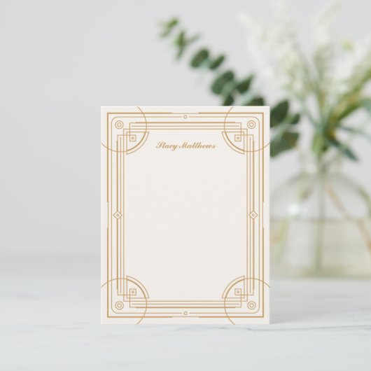 Moderne Deko Frame Stationery Note Card - Tan (Stehend Vorderseite)