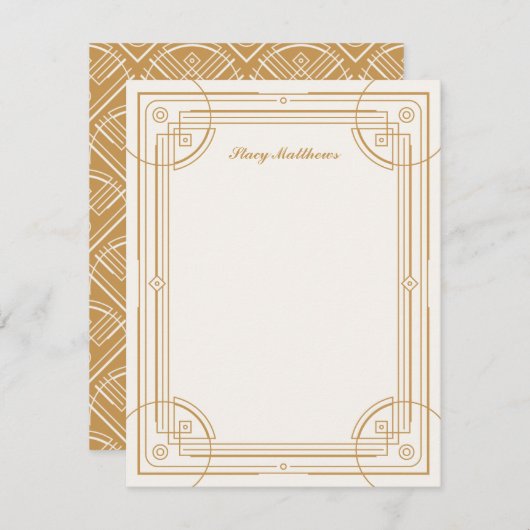 Moderne Deko Frame Stationery Note Card - Tan (Vorne/Hinten)