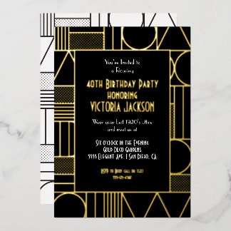 Moderne Deko Roaring 20's Gatsby Birthday Party Folieneinladung