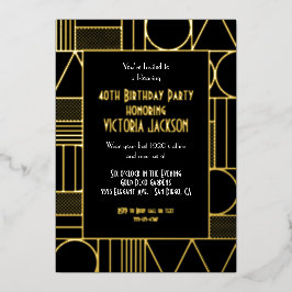 Moderne Deko Roaring 20's Gatsby Birthday Party Folieneinladung