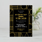 Moderne Deko Roaring 20's Gatsby Birthday Party Folieneinladung (Stehend vorne)