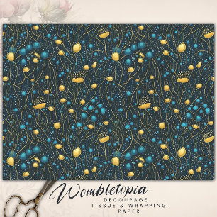 Moderne Dekoration aus Abstraktem Blumen und Gold Seidenpapier