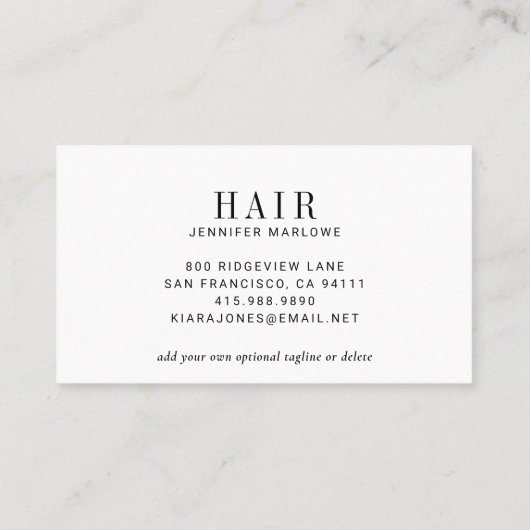 Moderne Dekoration des Foto Hair Stylist Visitenkarte (Rückseite)