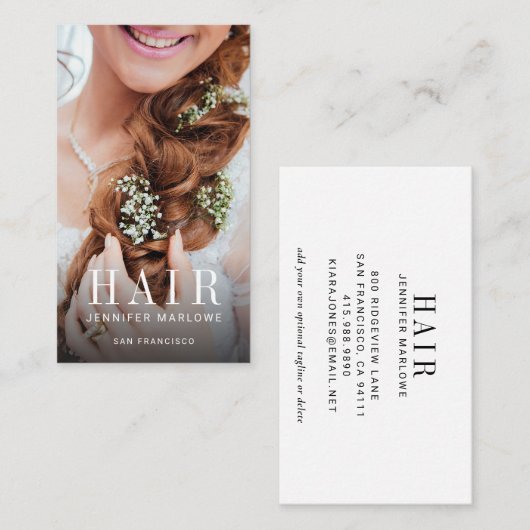 Moderne Dekoration des Foto Hair Stylist Visitenkarte (Vorne/Hinten)