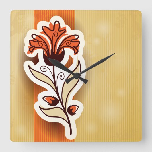 Moderne Dekoration mit Blume, Wanduhr (Vorderseite)