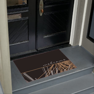 Moderne Dekoration Schwarz & Gold Willkommen Fußmatte