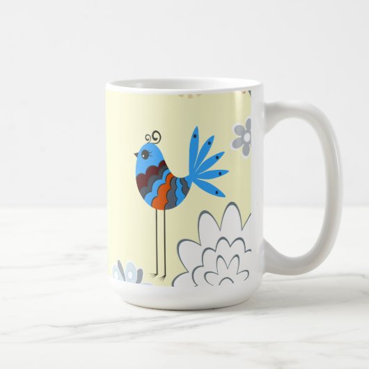 Moderne dekorative Blauvögel Kaffeetasse (Rechts)