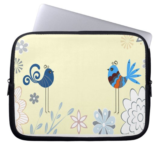 Moderne dekorative Blauvögel Laptopschutzhülle (Vorderseite)