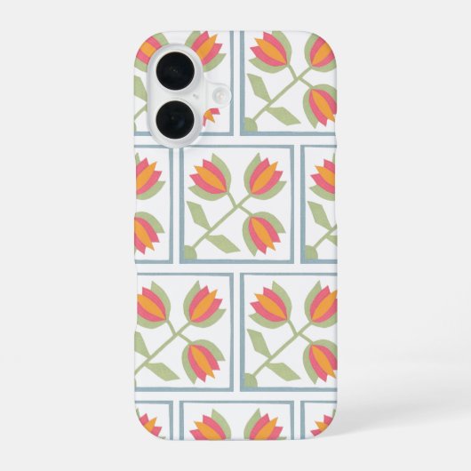 Moderne Dekorative Blumen Muster iPhone 16 Hülle (Rückseite)