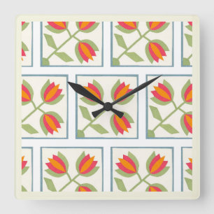 Moderne Dekorative Blumen Muster Quadratische Wanduhr