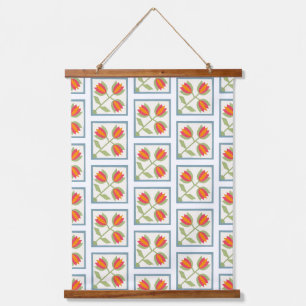 Moderne Dekorative Blumenmuster Wandteppich Mit Holzrahmen