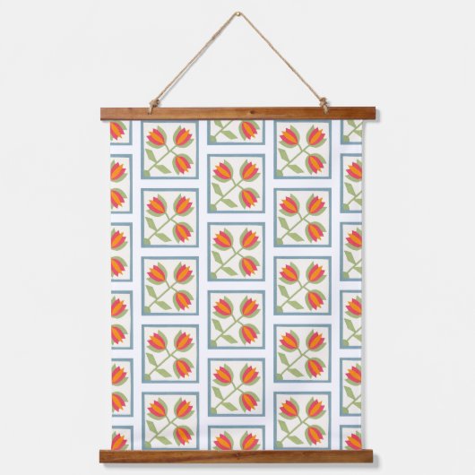 Moderne Dekorative Blumenmuster Wandteppich Mit Holzrahmen (Vorderseite)