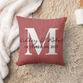 Moderne dekorative Burlap White Monogram Wedding Kissen (Decke)