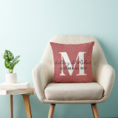 Moderne dekorative Burlap White Monogram Wedding Kissen (Stuhl )