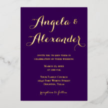 Moderne dekorative Kalligrafie Dunkle Lila Hochzei