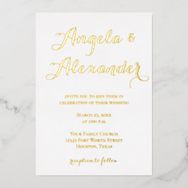 Moderne dekorative Kalligraphie-Hochzeit Folieneinladung