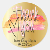 Moderne Dekorative Script Baby Dusche Vielen Dank Runder Aufkleber (Vorderseite)