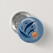 Moderne Delfin-Welle – Futuristische Ozeankunst | Button (Vorne & Hinten)