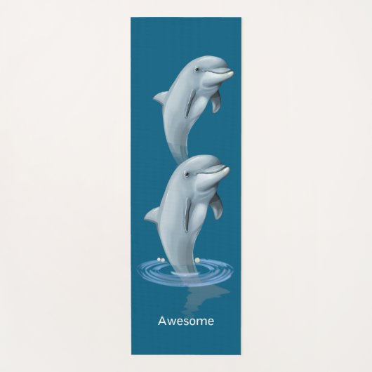 Moderne Delfine & Text auf Ocean Blue Yogamatte (Vorderseite)