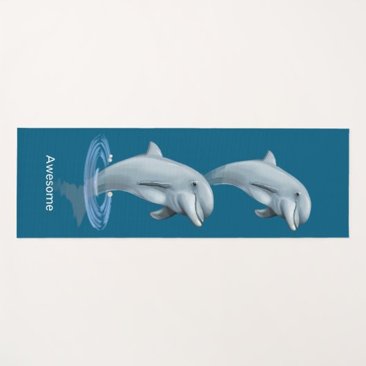 Moderne Delfine & Text auf Ocean Blue Yogamatte (Vorderseite (Horizontal))