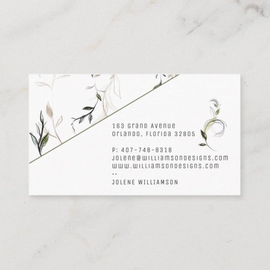 Moderne delikate Spring Greenery Business Card Visitenkarte (Rückseite)