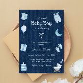 Moderne Denim Baby Boy Babydusche Einladung