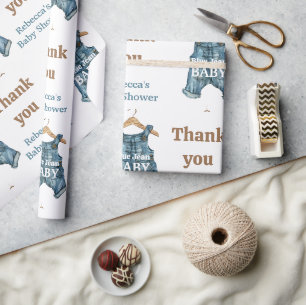 Moderne Denim-Blau Jeans Baby-Junge-Baby-Party Geschenkpapier