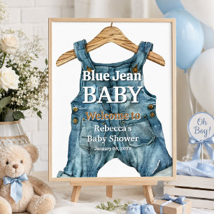 Moderne Denim-Blue-Jean-Baby-Junge-Baby-Party Poster