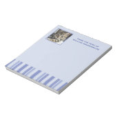 Moderne Denim Blue Streifen mit Foto Insert Notizblock (Rotiert)
