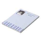Moderne Denim Blue Streifen mit Foto Insert Notizblock (Rotiert)