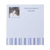 Moderne Denim Blue Streifen mit Foto Insert Notizblock (Vorderseite)