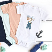 Moderne Denim Boy Blue Jean Baby Dusche Baby Strampler