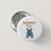 Moderne Denim Boy Blue Jean Baby Dusche Button (Vorne & Hinten)