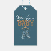 Moderne Denim Boy Blue Jean Baby Dusche Geschenkanhänger (Rückseite)