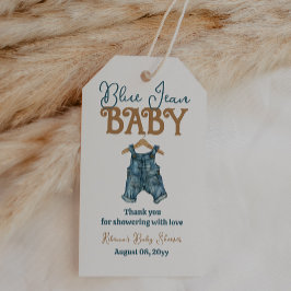 Moderne Denim Boy Blue Jean Baby Dusche Geschenkanhänger