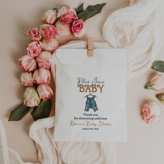 Moderne Denim Boy Blue Jean Baby Dusche Geschenktütchen