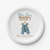 Moderne Denim Boy Blue Jean Baby Dusche Pappteller (Vorderseite)