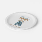 Moderne Denim Boy Blue Jean Baby Dusche Pappteller (Schrägansicht)