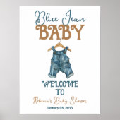 Moderne Denim Boy Blue Jean Baby Dusche Poster (Vorne)