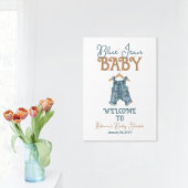 Moderne Denim Boy Blue Jean Baby Dusche Poster