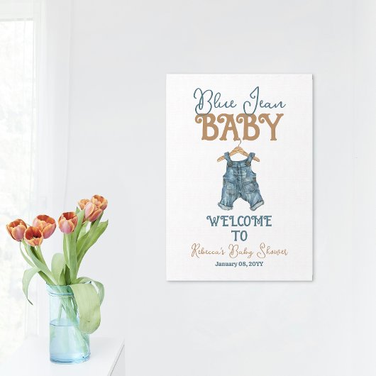 Moderne Denim Boy Blue Jean Baby Dusche Poster