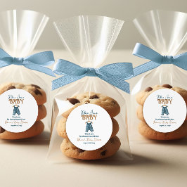 Moderne Denim Boy Blue Jean Baby Dusche Runder Aufkleber