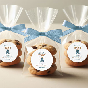 Moderne Denim Boy Blue Jean Baby Dusche Runder Aufkleber