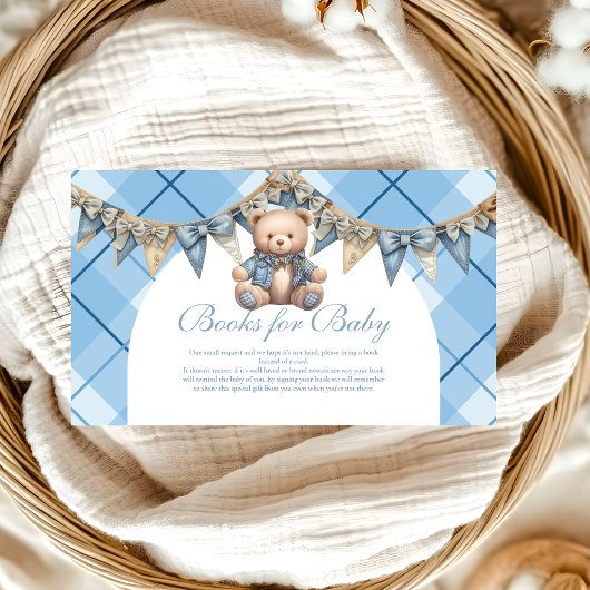 Moderne Denim Teddy Bear Baby Showe Books für Baby Begleitkarte