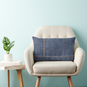 Moderne Denimstich-Fotomuster der blauen Jeans Lendenkissen