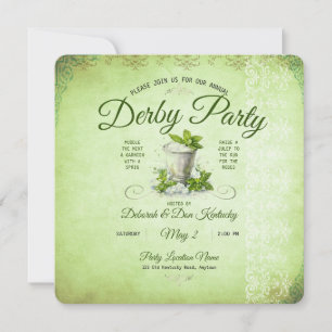 Moderne Derby-Party-Aquarell-Mint-Julep-Eleganz Einladung