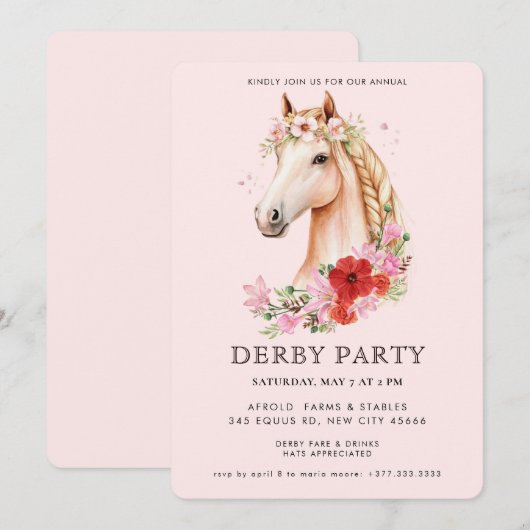 Moderne Derby-Party Einladung (Vorne/Hinten)