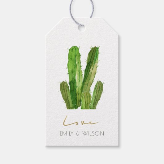 MODERNE DESERT CACTUS FOLIAGE WATERCOLOR LIEBE GESCHENKANHÄNGER (Vorderseite)