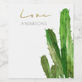 MODERNE DESERT CACTUS FOLIAGE WATERCOLOR LIEBE WEINETIKETT (Einzelnes Label)