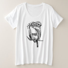 Moderne Design Grafik große Rose Schwarz Weiß Frau Größe T-Shirt